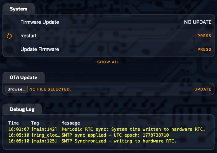 AL60 Web Interface - System, OTA Update & Diagnostics